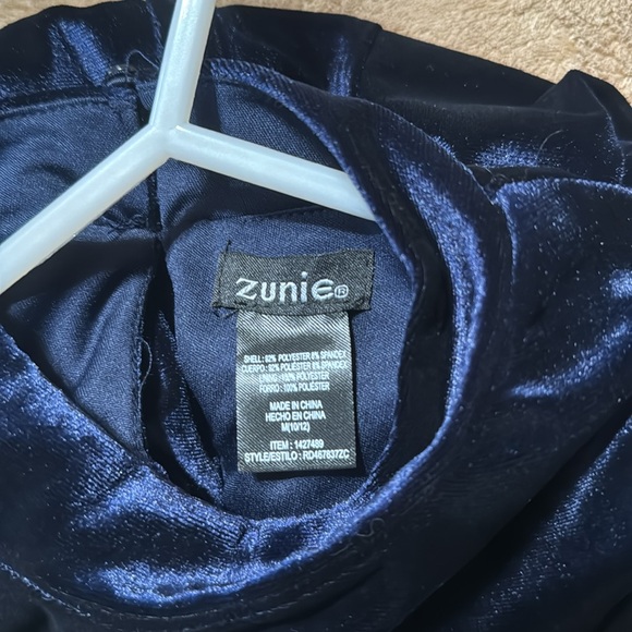 Girls Navy Velour Dress - Picture 4 of 4